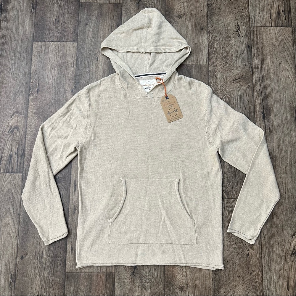 Weatherproof Men’s cotton rayon blend Sweater Hoodie Sweatshirt Cream Ten Size M